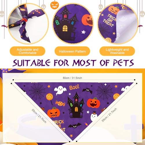 Image of Abbylike 50 Pcs Halloween Dog Bandanas Bulk, Pumpkin Ghost Bat Skull
