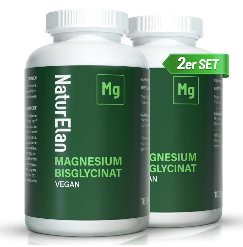 Magnesium Bisglycinat Kapseln - 360 Kapseln, 300mg Magnesium pro Tagesdosis, Vegan, Premium: Chelatiertes Magnesiumglycinat, hochdosiert