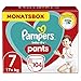 Pampers Windeln Pants Größe 7 (17kg+) Baby-Dry, Extra Large, 104 Höschenwindeln mit Stop- und Schutz Täschchen, MONATSBOX