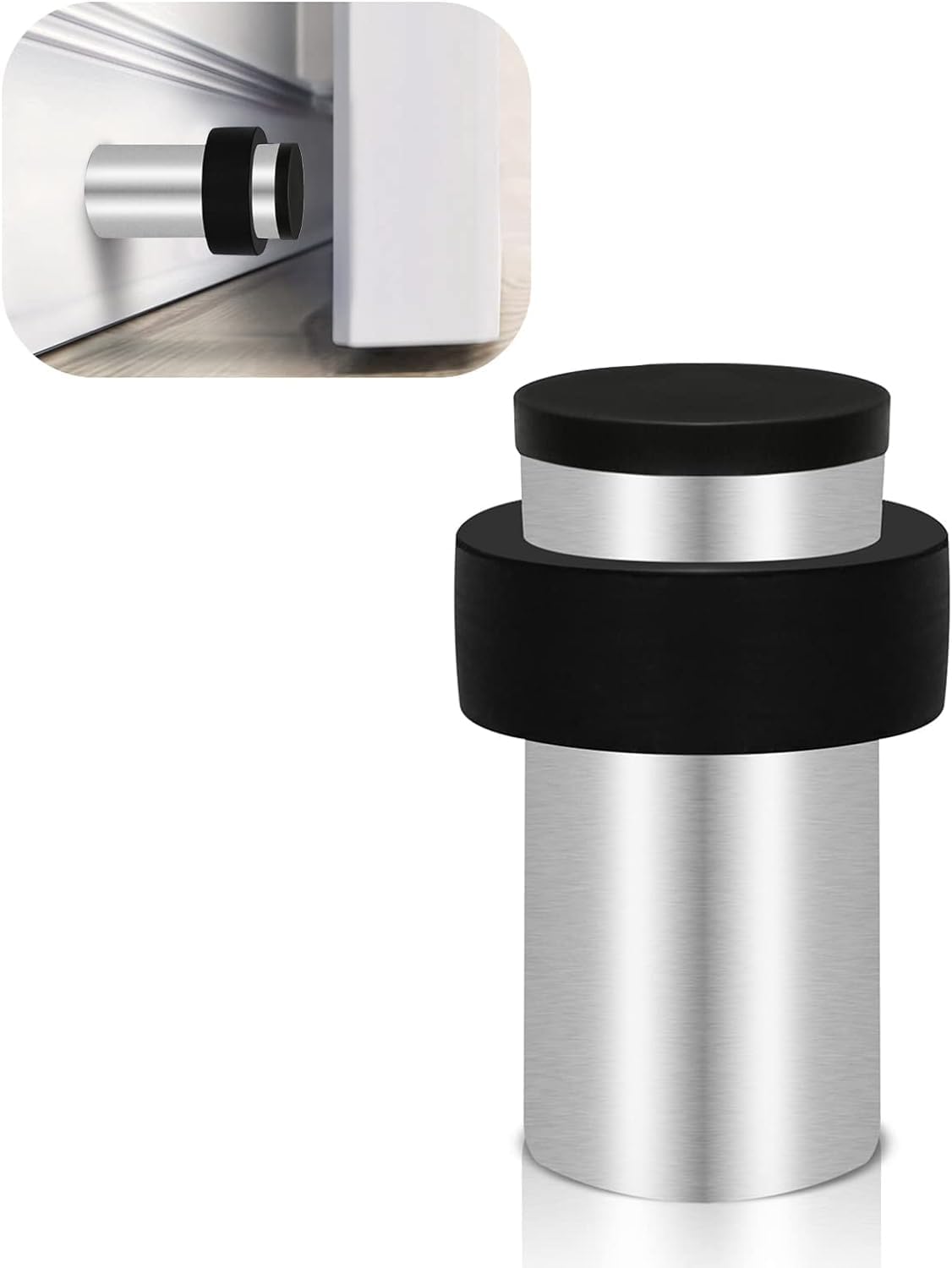 Door Stop Stainless Steel Diameter 24 mm C/Wide Black Rubber - Image 2