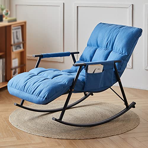 Mecedora reclinable de Moda, balancín Perezoso, sillón de Tela, con Respaldo Alto, Silla otomana giratoria de Metal