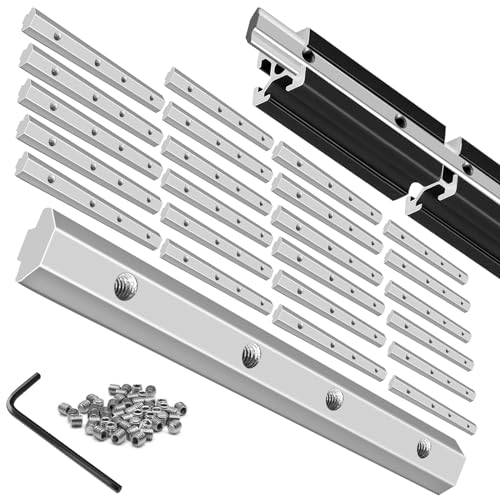 Image of 24pcs 4040 Extrusion Straight Connector Joining Plate Corner Bracket 4040 Hardware T-Slot Accessories V-Slot with Screws for 4040 Aluminum Profile 3D Printer Frame Spare Parts Silver