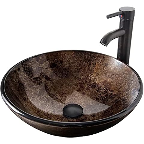 YOURLITE Modern Glass Sink with Faucet Cover