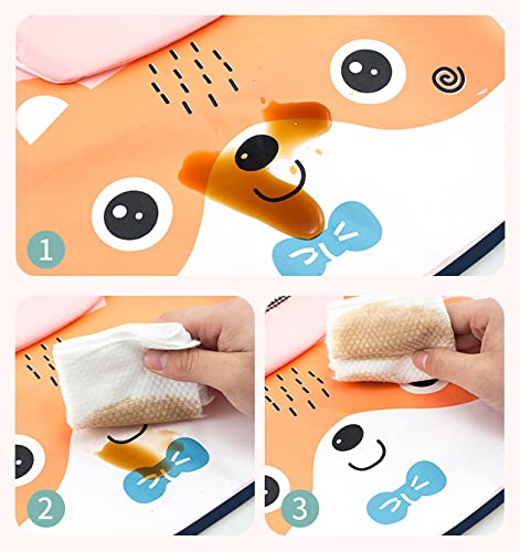 wolpin-Pack-of-1-Baby-Bibs-Apron-for-Baby-Boy-Girl-Cotton-Waterproof-Full-Cover-Apron-with-Front-Pocket-Pink