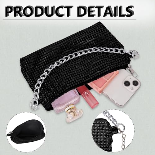 Women Crossbody Bag Rhinestone Bling Evening Clutch Bag,Ladies Handbag Glitter Messenger Bag Sparkly Rhinestone Purses,Women's Bling Shoulder Bags for Banquet Wedding Party,Black3