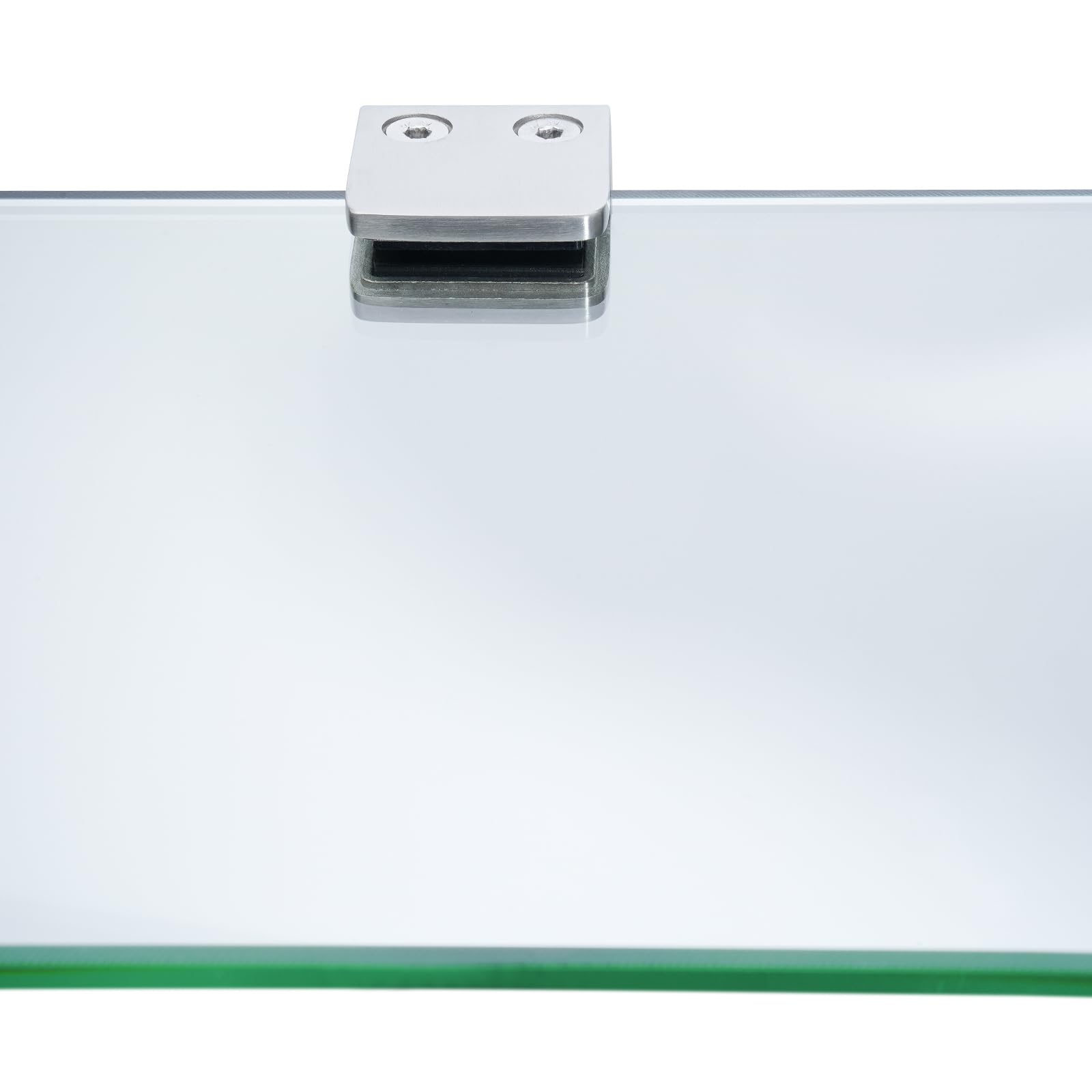 Lot de 4 pinces en verre à fond plat - 4 à 10 mm - Sans perçage - Acier inoxydable 304 V2A - Pour garde-corps en verre, murs et tuyaux avec inserts en caoutchouc (8mm)