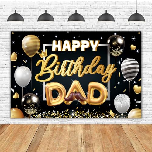 Happy Birthday Dad Backdrop Banner- Extra Large Outdoor Indoor Party Decorations for Daddy Birthday Super Dad Party Photography Background