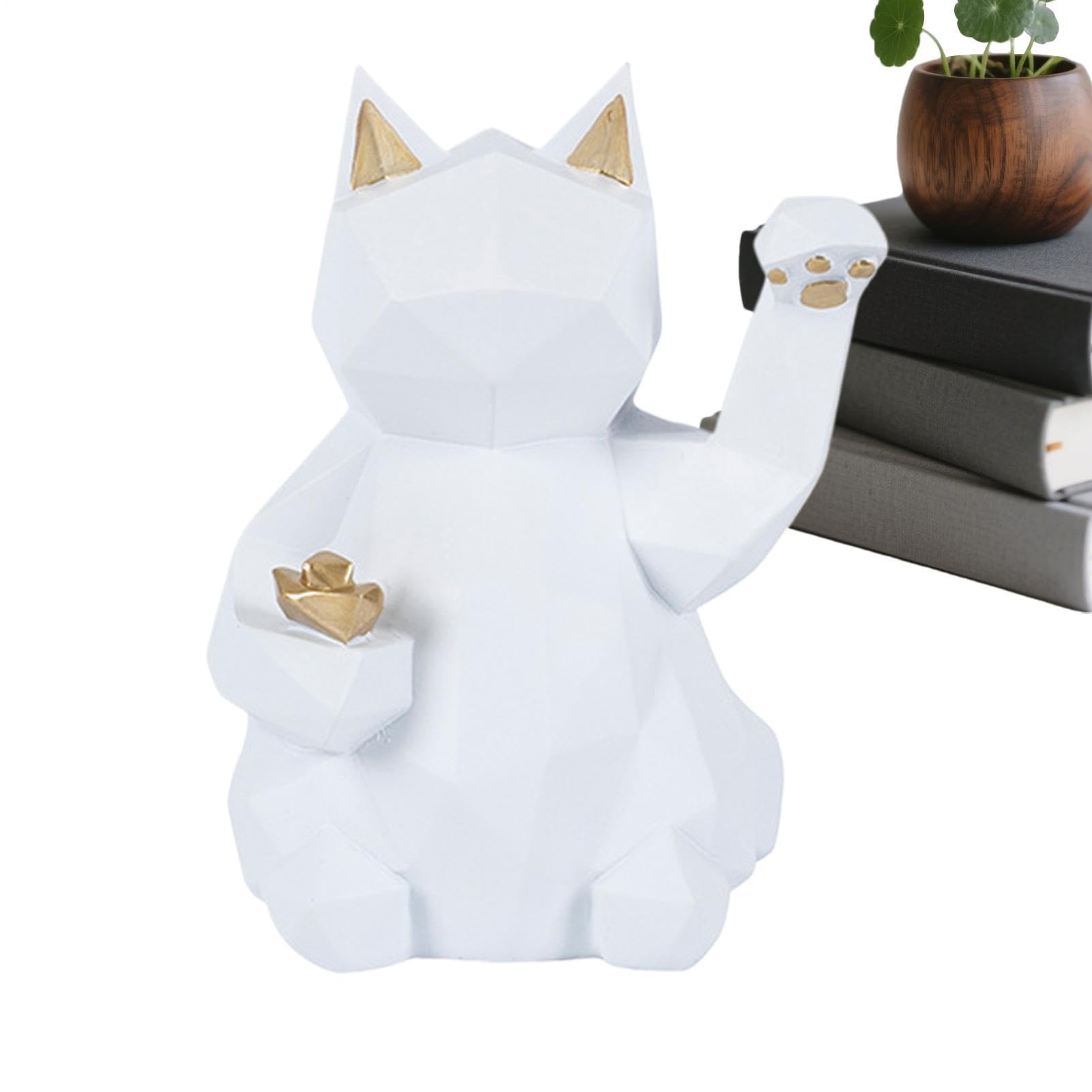 Chat porte-bonheur figurine géométrique idée cadeau maison