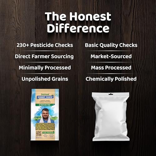 Image of DeHaat Honest Farms Pesticide Free Unpolished Green Moong 1 KG (Pack of 2)