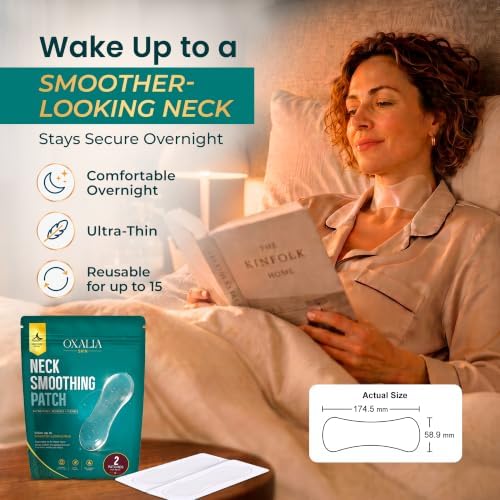 OXALIA 2 Reusable Silicone Neck Wrinkle Patches, Up to 15 Uses Each, Ultra-Thin European Medical-Grade Silicone, Helps Smooth the Look of Tech Neck & Necklace Lines, Day or Overnight Wear - 2