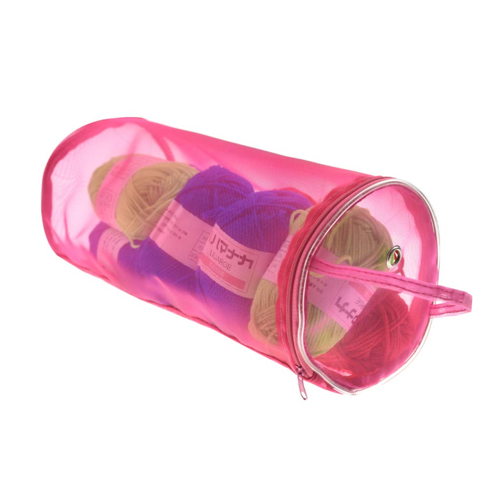 SUPVOX Knitting Yarn Storage Bag Mesh Wool Organizer Tote Bag Yarn Holder L (Rosy) - Image 3