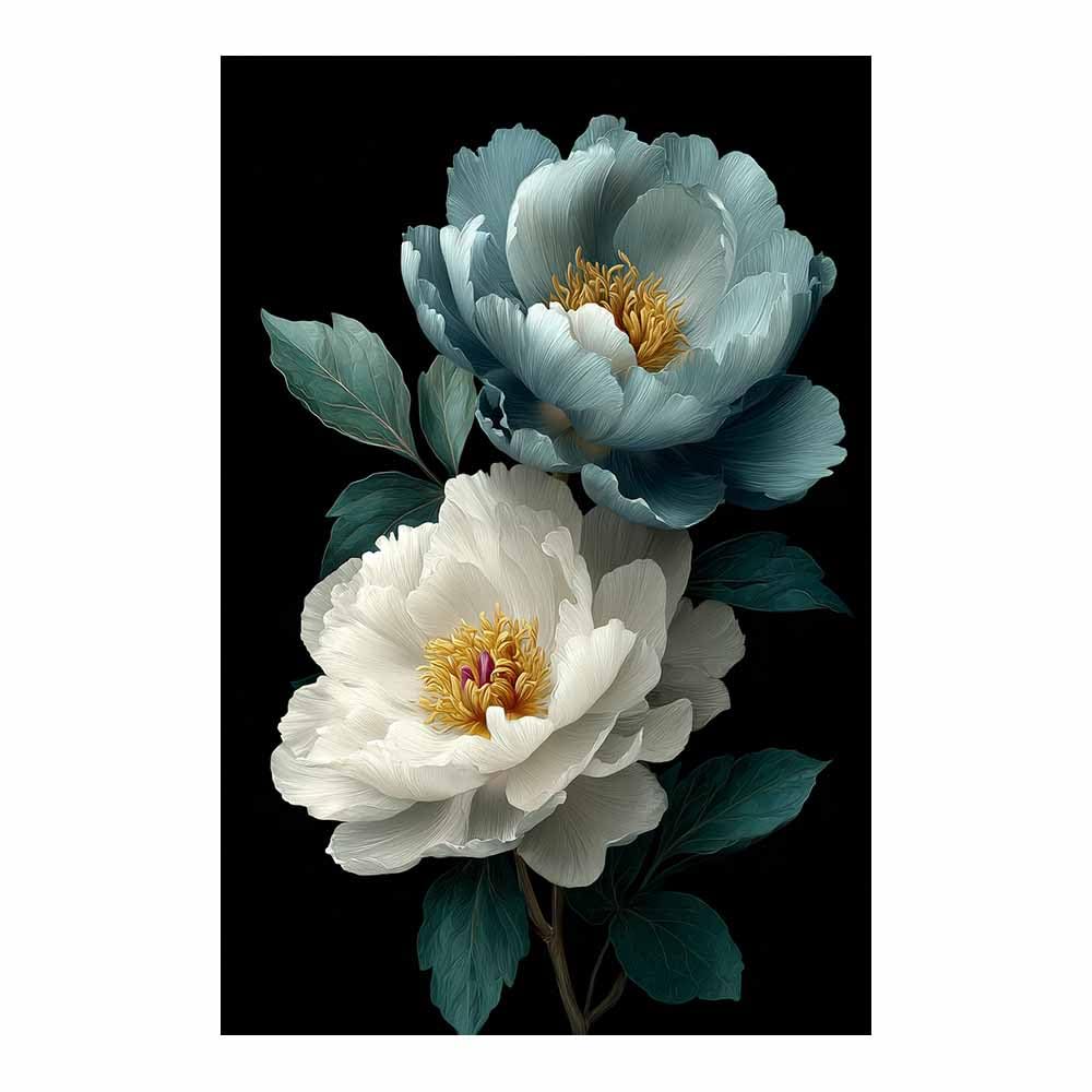 Xeniou Multicolor Flowers Canvas Teals Whites Peony Canvas Wall Art, For Living Room Bedroom Restaurant Home Office Wall Decoration(Multicolor)-70X100cm Unframed