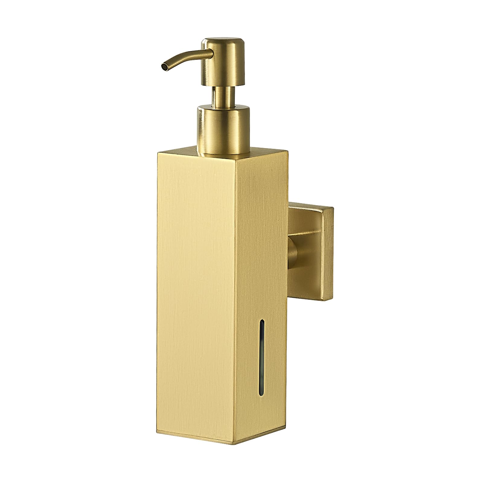 Dispensador de jabón de pared para baño, acero inoxidable, soporte cuadrado de jabón líquido, oro cepillado