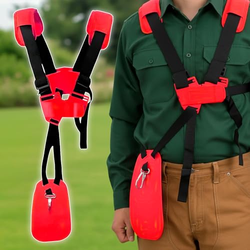 Cinto Colete Dupla Alça Para Roçadeira A Combustão Nylon Laranja Jardinagem