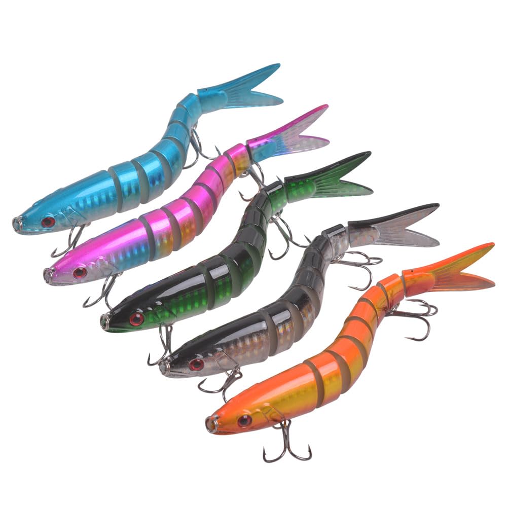 10 pièces/5 pièces leurre articulé Topwater Truite leurres de pêche durs 20g Wobbler 3D Yeux Multi Sections appâts nageurs appâts artificiels brochet leurre