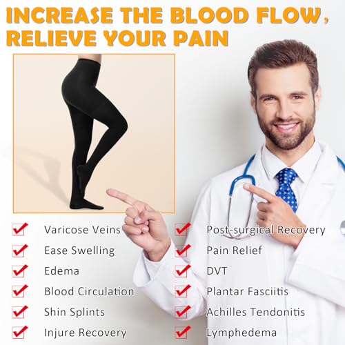 casmon 15-20 mmhg medical compression pantyhose for women amp men closed toe compression tights for varicose veins edema