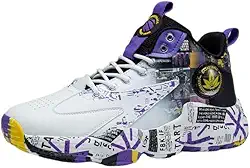 Bolognifi Tênis de basquete masculino de cano alto, calçados esportivos antiderrapantes para corrida, botas de basquete para treinamento ao ar livre presente(Purple1,41 BR)