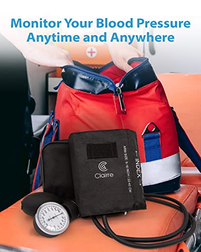 Clairre Professional Sphygmomanometer Manual Blood Pressure Cuff And Stethoscope Kit For Nurses/Doctors/Nursing Students, Carrying Case Included, Universal Cuff Size: 9-16 Inch (Black) #TOP5