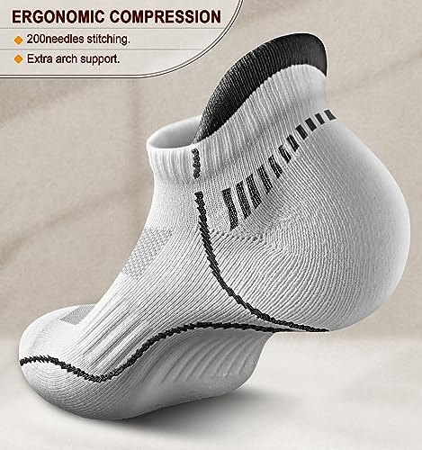 Image of BULLIANT Men Running Ankle Socks 6Pack-Cushioned Support-Low Cut No Show | Fully Terry Sole | Arch Support | Seamless Toe Closure | Moisture-Wicking Breathable Mesh | Reinforced Heel&Toe
