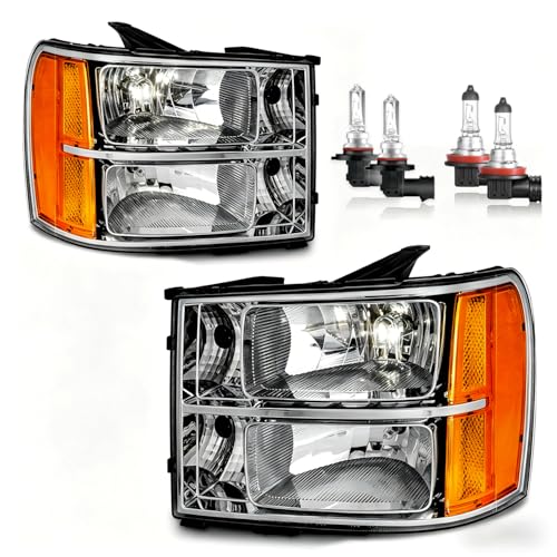 Vizotae Headlights for 2007-2013 GMC Sierra 1500/2007-2014 Sierra 2500 HD 3500 HD Headlamp Replacement, High/Low Beam W/Bulbs, Driver & Passenger Side by Vizotae - Used condition - CA$83.87