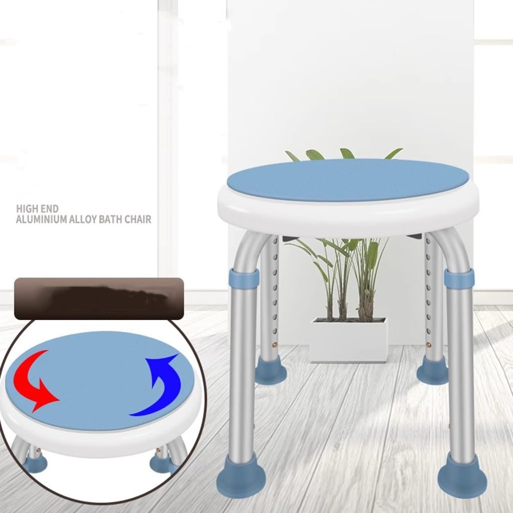 Silla de ducha giratoria de 360 ​​grados, taburete de ducha de altura ajustable, banco de asiento de bañera con puntas de goma antideslizantes, for personas mayores, discapacitados, discapacitados, he