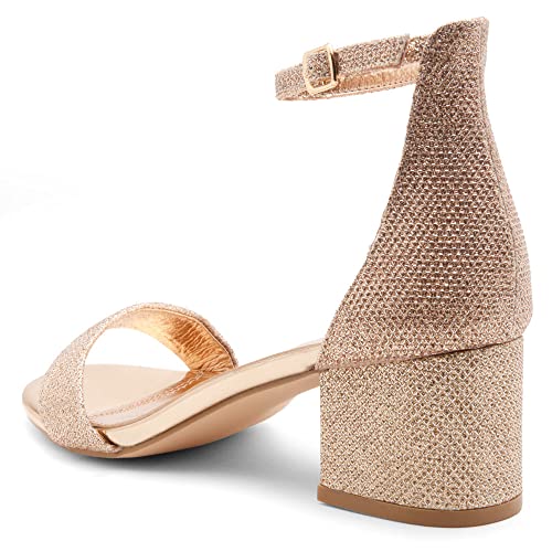 Image of Herstyle Low Block Heels for Women - 2.25 Inch Open Toe Chunky Heel Sandals with Dressy Ankle Strap for Wedding, Prom, Party & Office