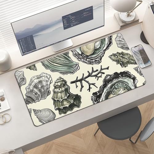 Desk Pad Protector 24x12 Inch Extended Oysters and Shells miniatura 6