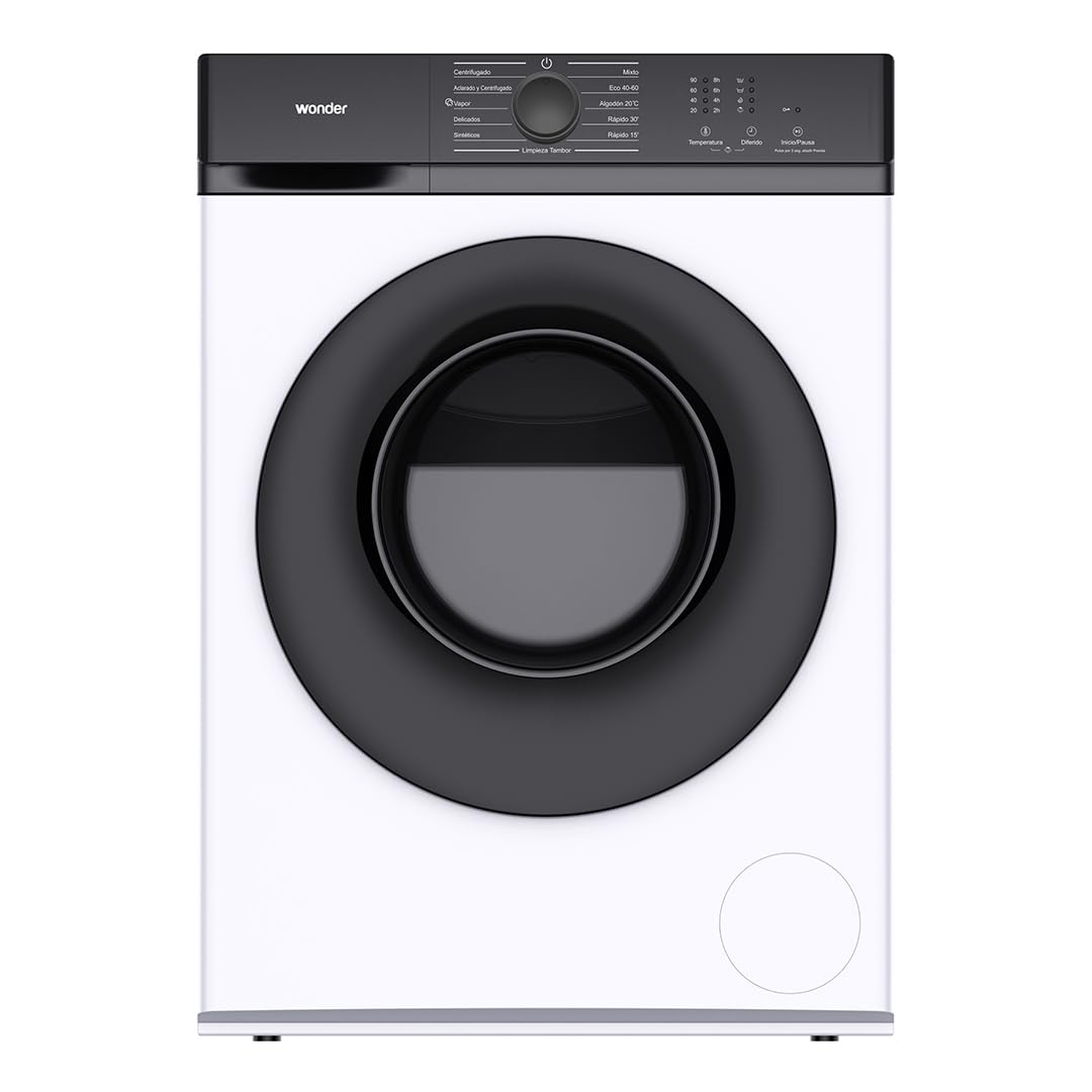 Wonder Lavadora 8Kg Carga Frontal Blanco WL8204AI. 1600W, 1200rpm, Motor Inverter, 11 Programas, Función Stop&Go, Tambor Diamante, Clase de Eficiencia Energética A