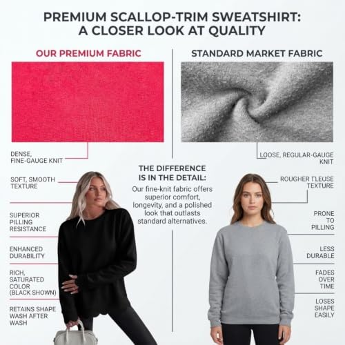 ZMIMAO Scalloped Oversized Sweatshirts For Women Fall Crewneck Sweatshirt - image 5