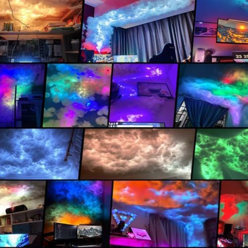 Image of APP Control 3D Thundercloud Storm Ceiling Lights DIY Kit Music Sync Cotton Thunder Lightning Cloud Light Fluffy for Gaming Room Bedroom Wall Night Party Decoration