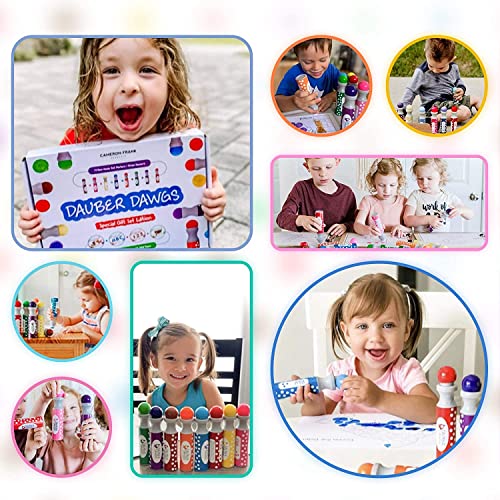 Washable Dot Markers 36 Pack With 118 Activity Sheets For Kids, Gift Set With Toddler Art Activities, Preschool Children Arts Crafts Supplies Kit, Special Holiday Bingo Dabbers Dobbers, Dauber Dawgs