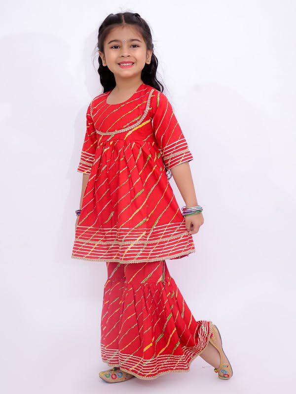 Image of LITTLE GINNIE Girls Kurta Sharara Set | Traditional Ethnic Wear for Kids