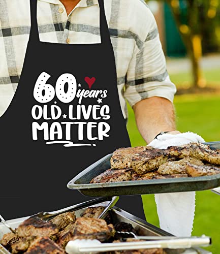 Ozoskeiw 60Th Birthday Gift For Men, 60 Years Old Lives Matter Cooking Aprons For Women 60Th Birthday Decorations For Grilling Bbq, Birthday Presents For Women Dad Mom Grandpa Grandma #TOP3