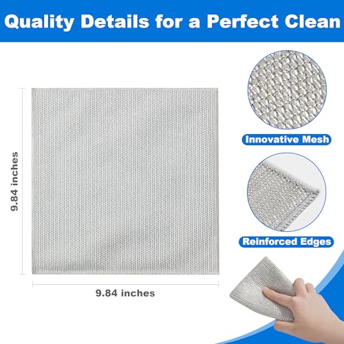 Image of JOYMOOP Multipurpose Non-Scratch Wire Dishwashing Rag for Wet and Dry, Reusable Cleaning Cloths, Scrubbing Pads for Dishes, Glass, Stainless Steel - 5 Pack