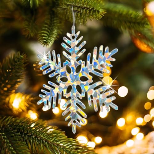 kockuu 36pcs Christmas Snowflake Ornaments - Vibrant & Intricate, Multi-colored, Plastic, Hanging, 36 Count - Thumbnail 2