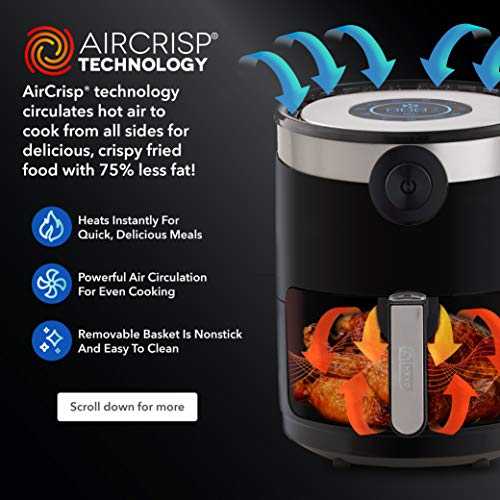 Dash DMAF360GBAQ02 Aircrisp® Pro Digital Air Fryer + Oven Cooker with Digital Display + 8 Presets, Temperature Control, Non Stick Fry Basket, Recipe Guide + Auto Shut Off Feature, 3qt, Aqua by DASH - Image 4
