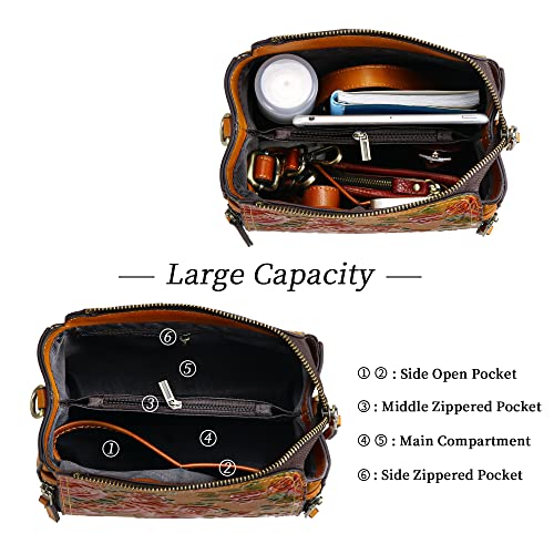 Image of LETEULO Crossbody Bag for Women Top Handle Tote Purses Vintage Satchels Handbag
