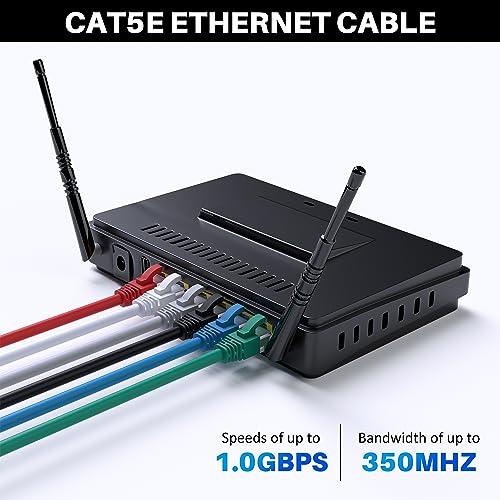 Cat5e Ethernet Cable 25 FT, Long Cat 5e Internet Cable, Black Snagless Patch Cord, Flexible, Network, LAN, PoE, Standard RJ45 Connector for PC, Server, Router, Modem, TV, PS5 - with 15 Cable Ties by Kxable - Image 4