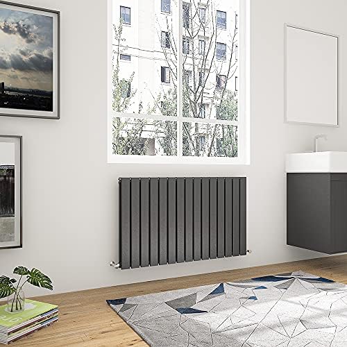 Acezanble 1800x408mm Vertical Flat Panel Radiator White Double Modern Central Heating Radiators for Bathroom Kitchen Living Room