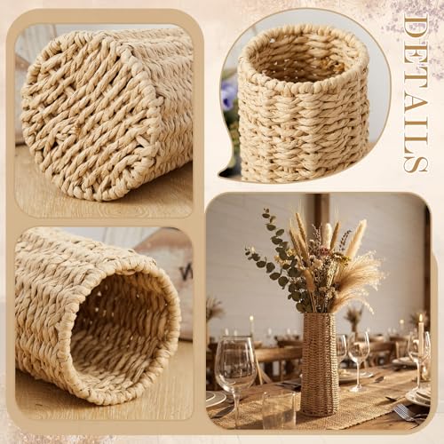 Ctosree Small Wicker Vase for Flowers, 12 Inch Rattan Woven Tabletop Vase by Ctosree - Used condition - Image 4