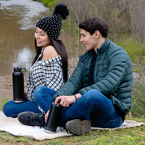 Lasergram 32Oz Double Wall Flip Top Water Bottle With Straw, Baseball Ball, Personalized Engraving Included (Black) #TOP4