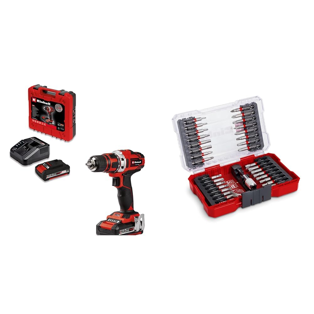 Einhell TE-CD 18/40-1 Li (2x2,0 Ah), Akülü Vidalama + Einhell Vidalama uç seti 33 parça, M-CASE kutu