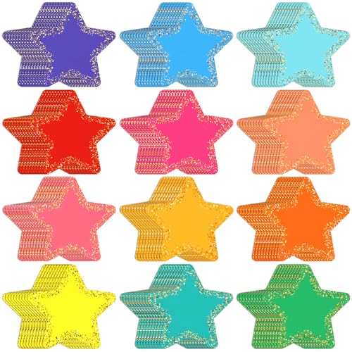 JUNEBRUSHS Star Cutout, 120Pcs Confetti Star Cutout for Bulletin Board Decorations, Assorted Colors Paper Star Cutouts Classroom Wall Decor DIY Crafts