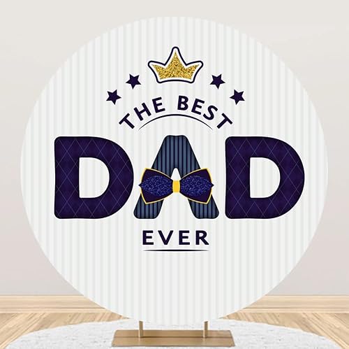 Leyiyi 6x6ft The Best Dad Ever Round Backdrop Blue Bow Tie Happy Father's Day Ci