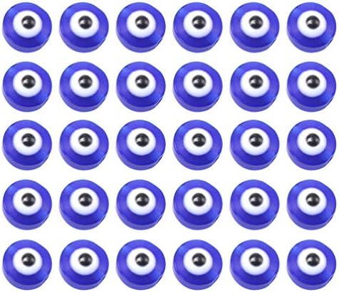 Amosfun 100pcs Evil Eye Beads Turkish Blue Evil Eye Charms Eyeball Glass Beads Pendants Wall Hanging Ornament for DIY Scrapbooking Crafts Jewelry Making Clay Findings