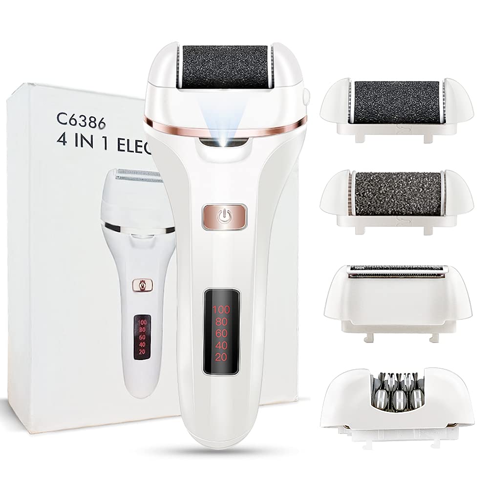 Electric Foot Callus Remover and Shaver kit, 4 in 1 Rechargeable Foot