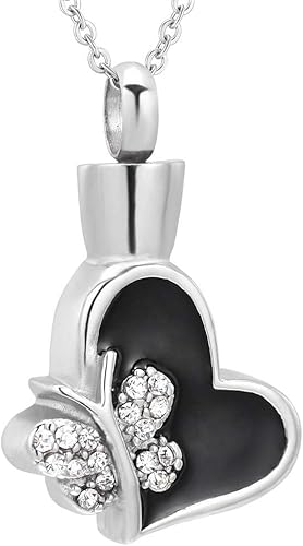 OIJH Artículos Conmemorativos Cremación Mariposa De Cristal En Mi Corazón Collar De Urna Para Mujer Acero Inoxidable Funeral Recuerdo Colgante