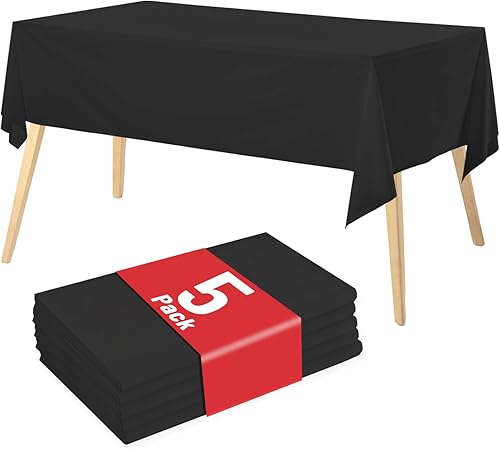 Miniatura 31 de Rollo de mantel de plástico, 310 pies x 54 pulgadas, mantel de mesa de plástico desechable negro, rollo de mantel premium PEVA impermeable negro con