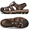 Lvptsh Men's Sports Outdoor Sandals Closed Toe Summer Beach Shoes Leather Casual Trekking Hiking Outdoor Sandals,Brown,UK5 #1