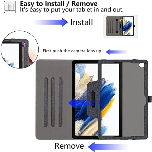ZtotopCases Case for Samsung Galaxy Tab A8 10.5 2021,Premium Pu Leather Business Stand FolioCover,Smart Case with Auto Wake/Sleep for Samsung A8 Tablet SM-X200/X205,Denim Black